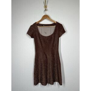 Vintage Black Label Betsey Johnson Metallic Mini Dress Small Bodycon Stretch Y2K